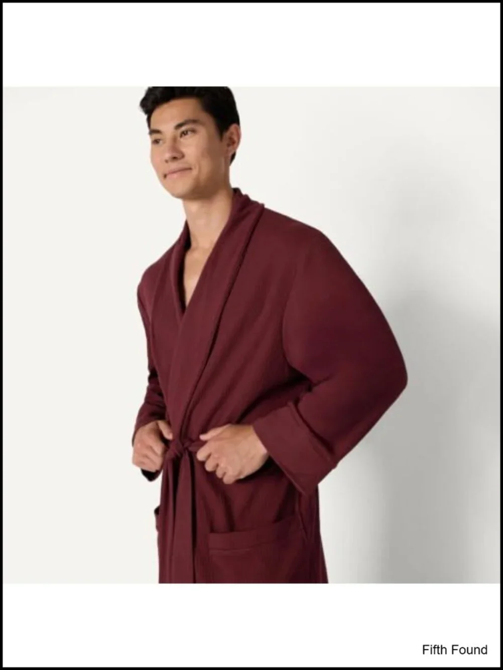 Men's Lightweight Cotton Waffle Bath Robe Mid-Length Loungewear